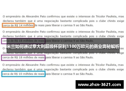 米兰如何通过意大利超级杯获利1100万欧元的商业奥秘解析