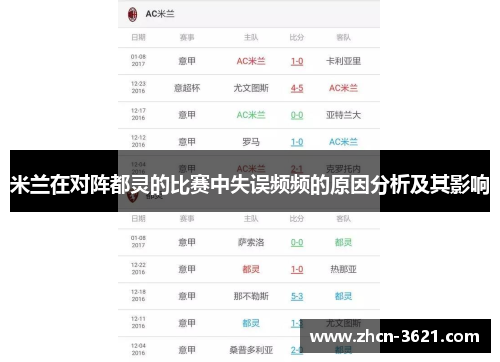 米兰在对阵都灵的比赛中失误频频的原因分析及其影响